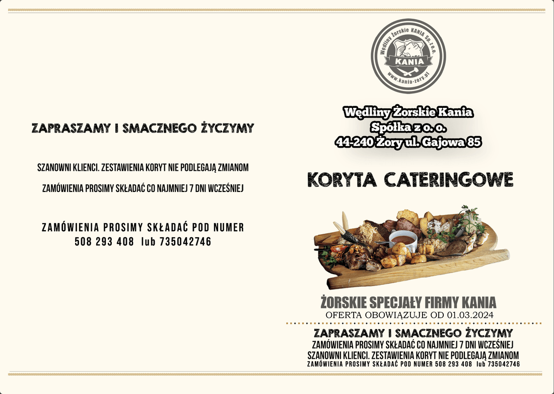 Koryta cateringowe - karta główna